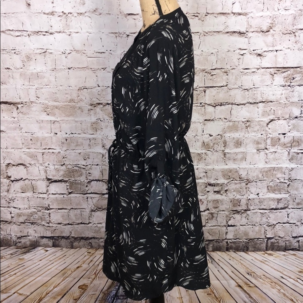 Apt 9 Dress Long Sleeves Black White Print Sz 12 - Picture 3 of 12